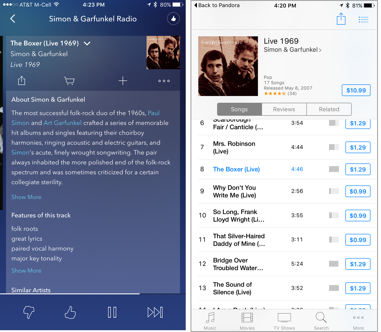 Ссылка на iTunes из иконки корзины в Pandora